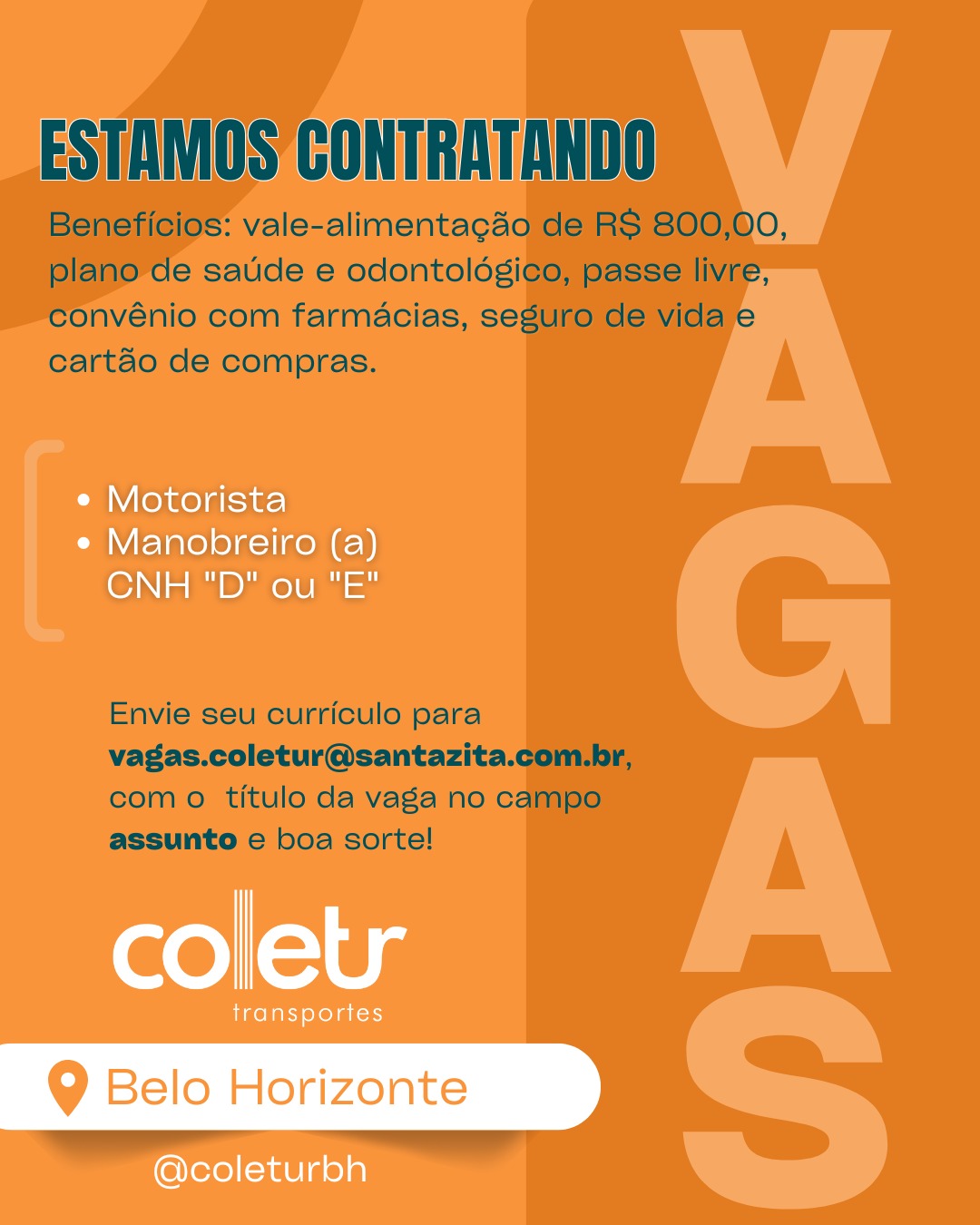 Vagas abertas na Coletur